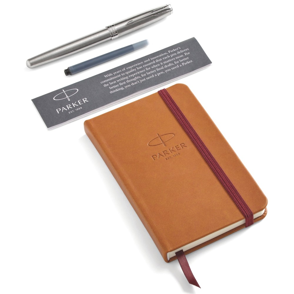 Набор: перьевая ручка + блокнот Parker Parker Sonnet Core F526, Stainless Steel CT (Перо M)
