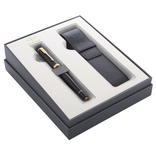 Подарочный набора 2021: ручка перьевая Parker Urban Core F309, Black GT (Перо M) + чехол для ручки Parker